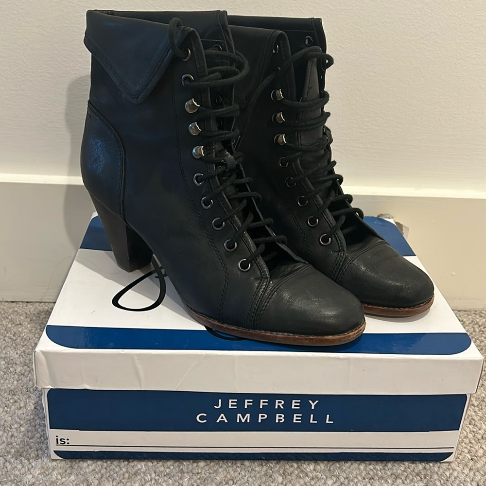 Jeffrey Campbell black leather boots size 9.5